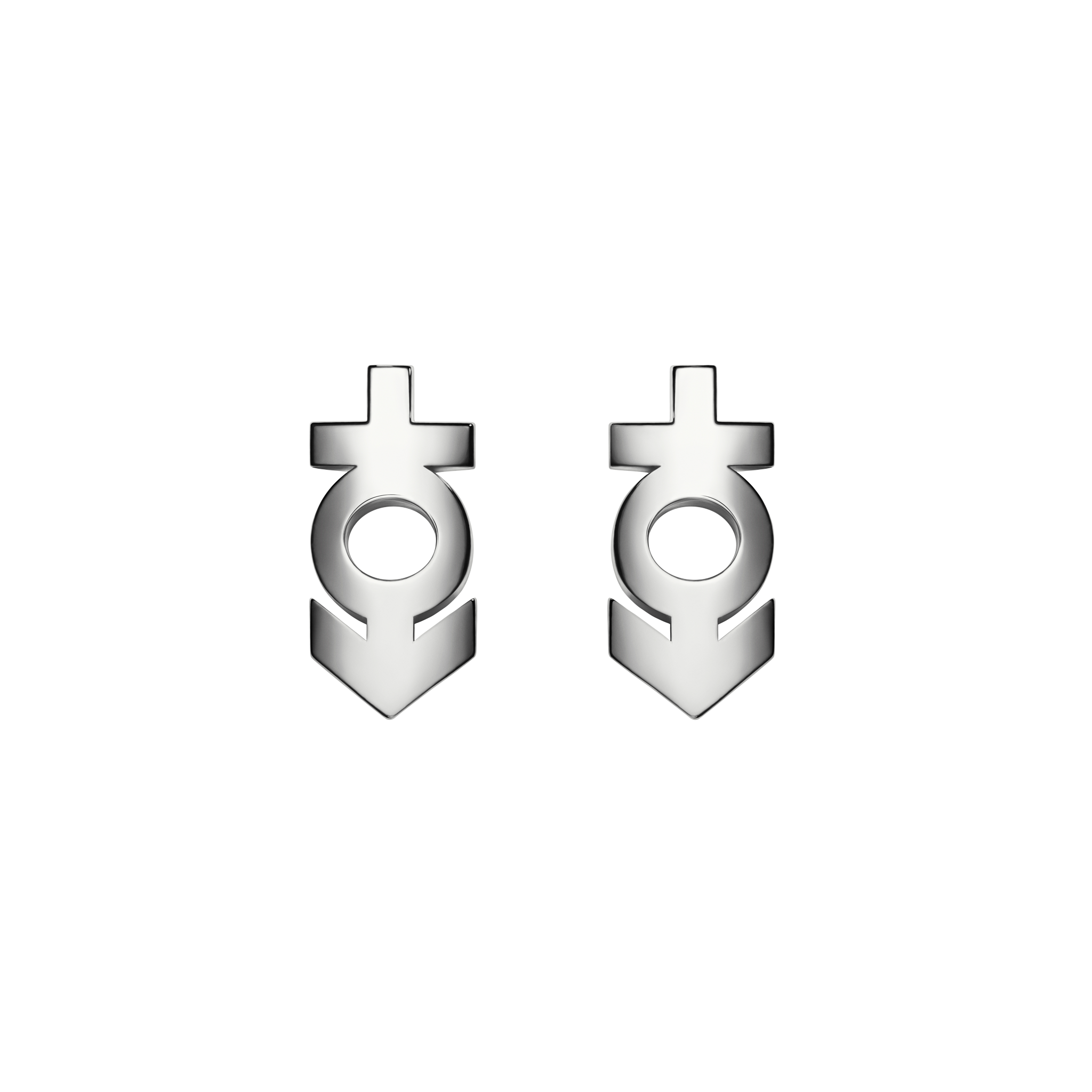 A detail of ⚥ Studs Earring in Silver